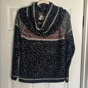 M. Rena Black and White Cowl Neck Sweater
